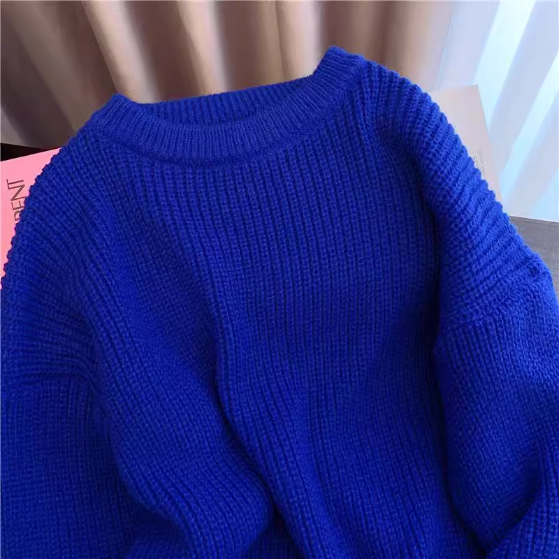 simple blue thickened sweater YM864
