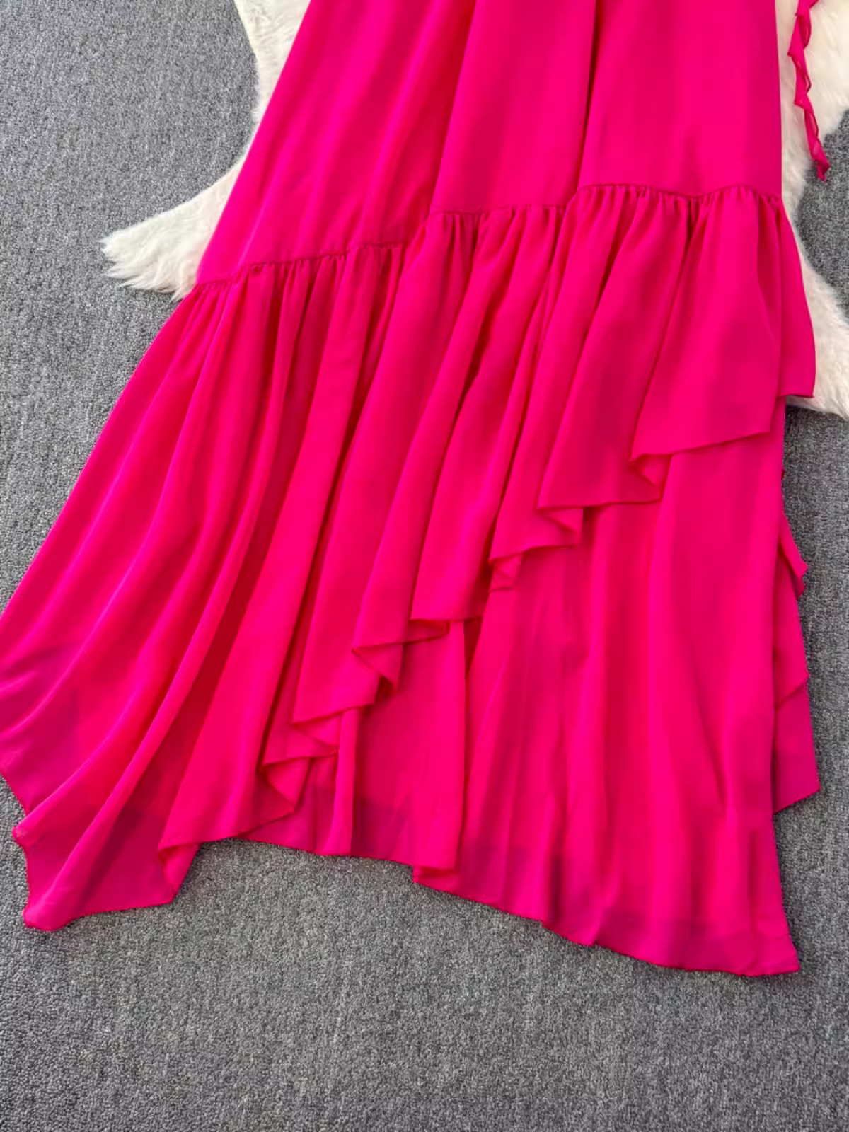 ruffled irregular dress YM1422