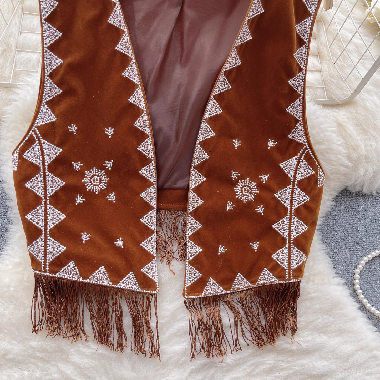 Summer ethnic embroidery tassel design niche jacket vest top YM493