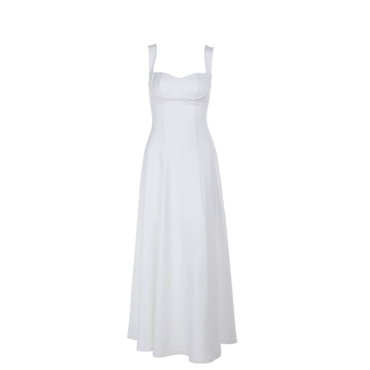 Classy Spaghetti Straps White Sweetheart Neck A Line Long Birthday Outfits Holiday Dress YM2245