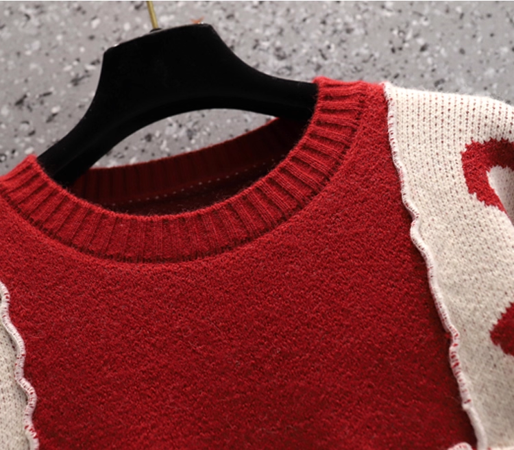 Red Loose Pullover Sweater Coat Lazy Style Bow Knitted Sweater YM2287