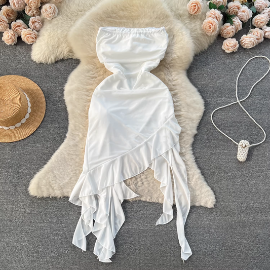 Irregular ruffle dress YM1216