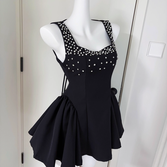 Black A Line Sleeveless Short Birthday Dress Cocktail Dress YM2075