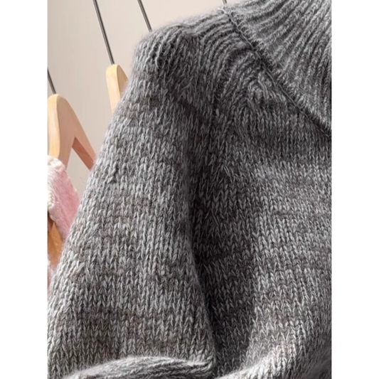 Turtleneck Grey Soft And Thick Half-zip Sweater YM1845