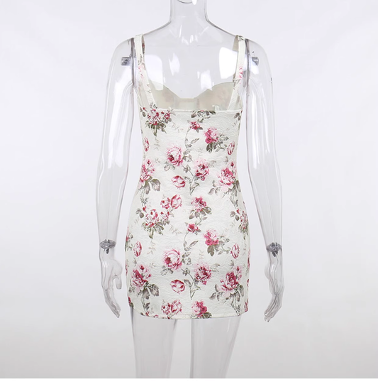 French retro print suspender dress YM477