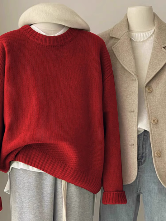 Crewneck sweater with knitted cardigan underneath YM1875