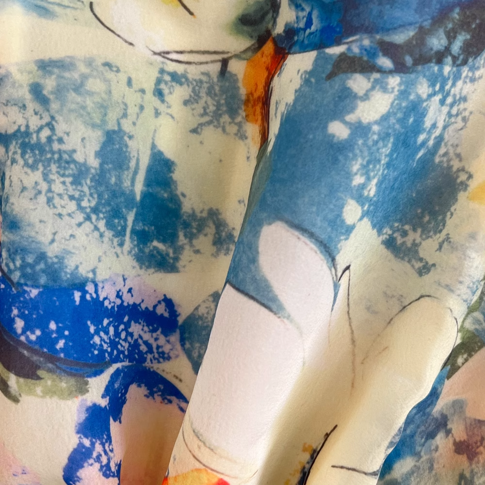 Sleeveless round neck a-line oil painting printing lotus leaf hem dress maxi dress YM301