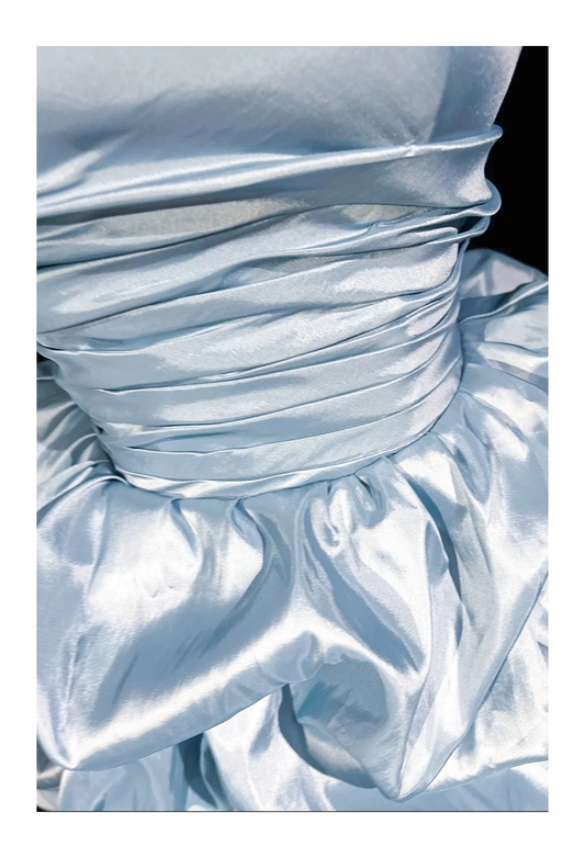 Blue Bubble Birthday Party Dress Strapless Short Evening Dress YM2306