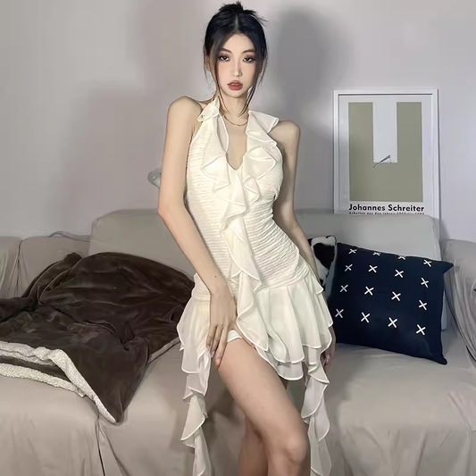 Ruffled patchwork design dress, irregular fairy skirt YM1349