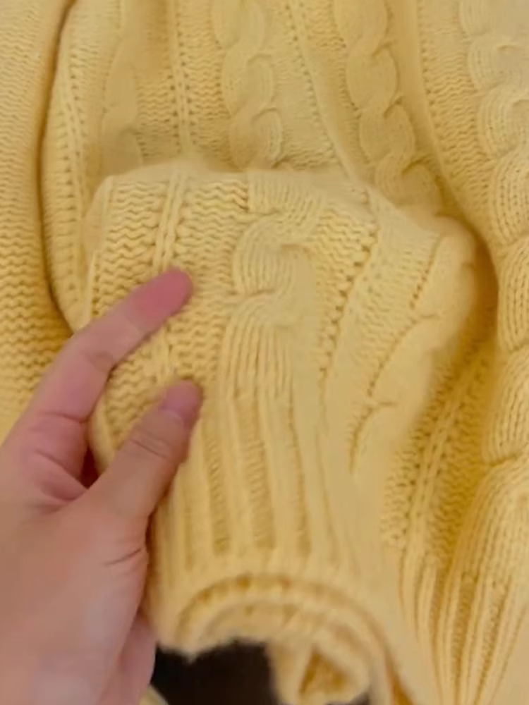 Yellow Twist Sweater Lazy Style Knitted Sweater YM1870