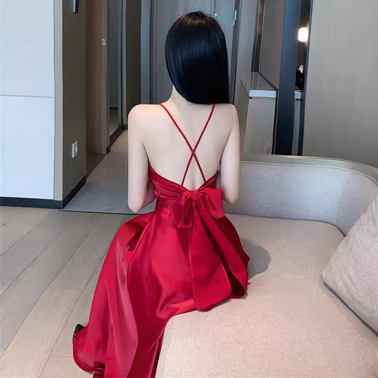 Red Backless Summer Dress YM1495