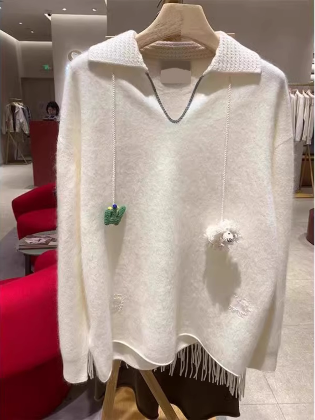 White Korean Retro Loose Sweater YM1854