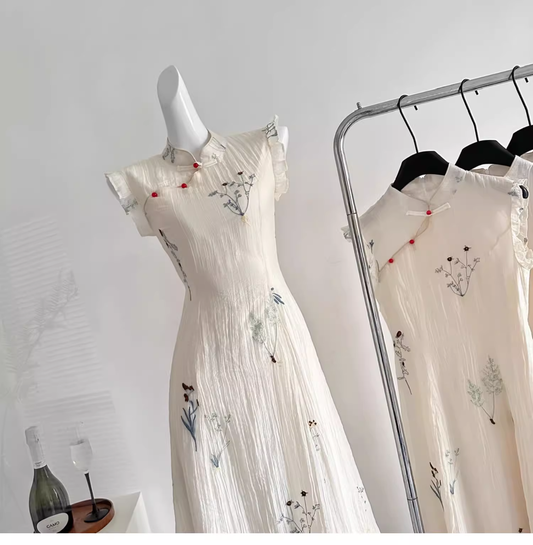 New Chinese Style Retro Embroidered Vacation Dress Party Dress YM2085