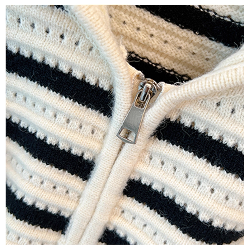 Lazy Style Striped Knitted Cardigan Women's Early Autumn Fashionable Loose Sweater YM2301