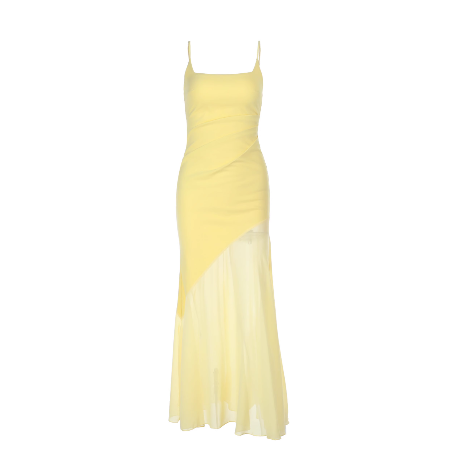 Sweet Spaghetti Straps Yellow Mermaid Long Vacation Dress Seaside Holiday Dress YM2250