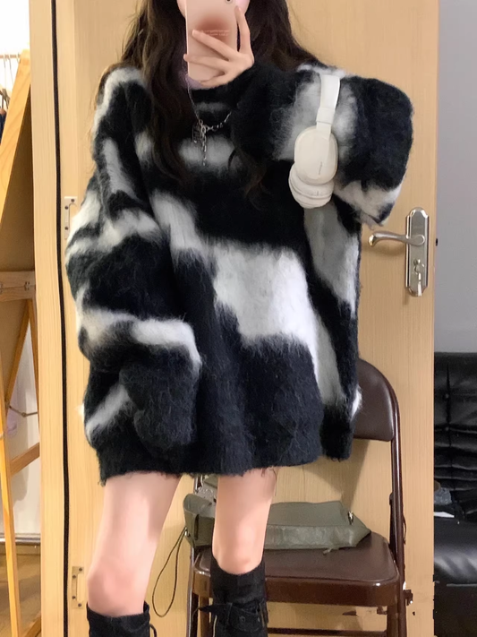 Winter design retro lazy style striped sweater YM701