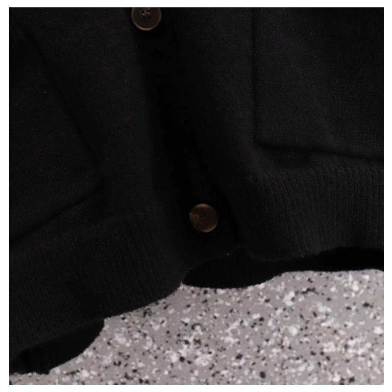 Lazy Style Knitted Cardigan Jacket For Women In Autumn, Loose And Belly-Covering, Slimming Black Sweater YM2281