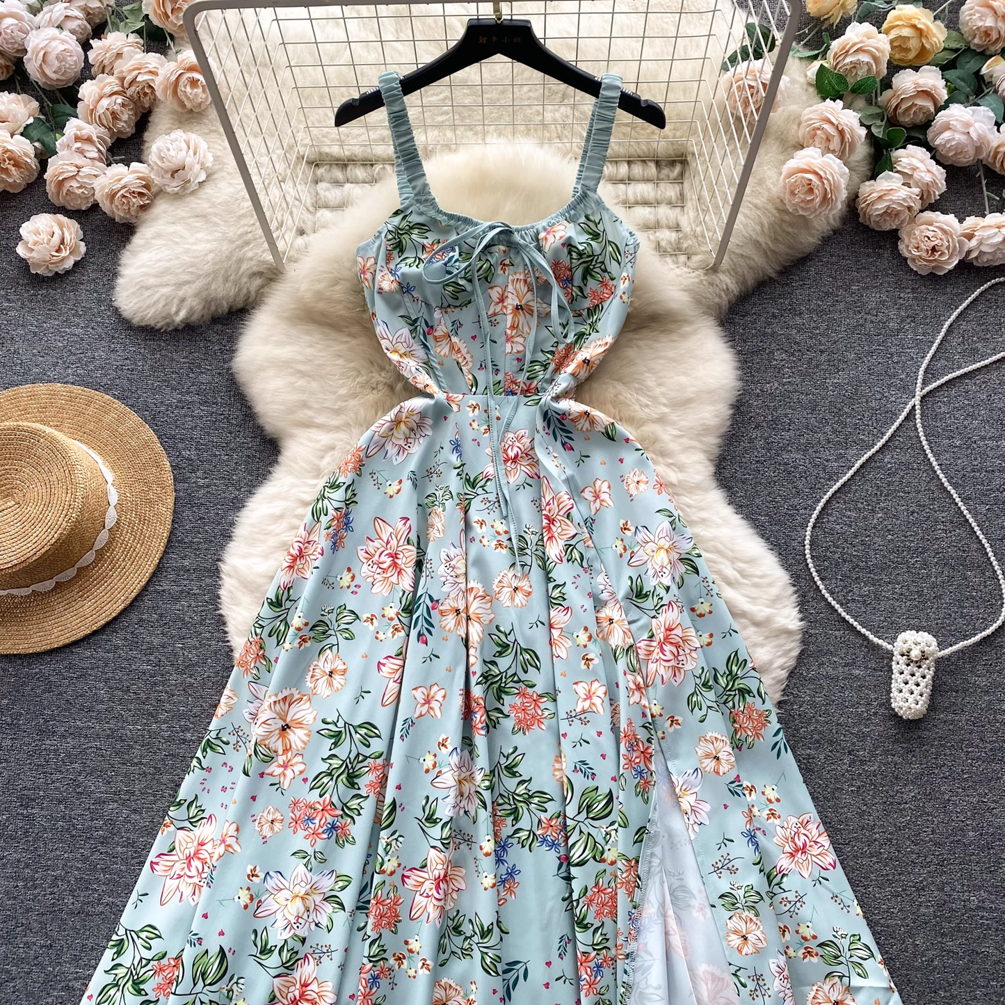 women's summer vintage floral dress YM332