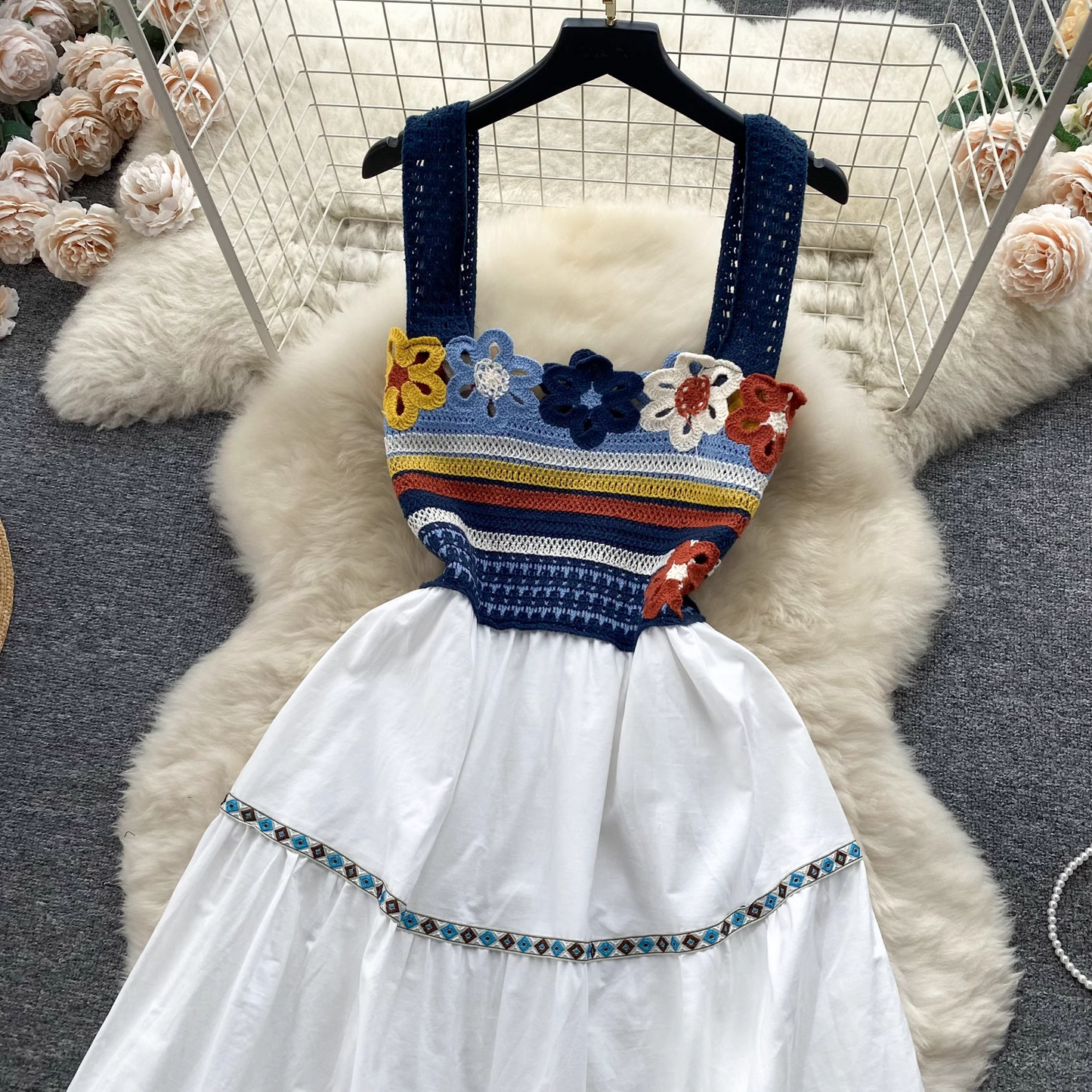 Summer crochet design sense fairy dress YM313
