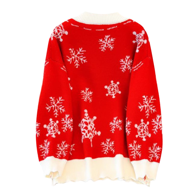Red Christmas Sweater Women's Autumn Fashion Slim French Gentle Sweater YM2305