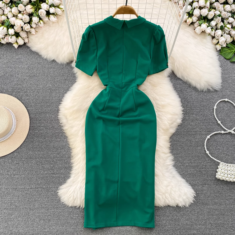 Green V Neck Bodycon Dress YM250