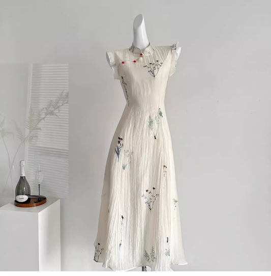 New Chinese Style Retro Embroidered Vacation Dress Party Dress YM2085