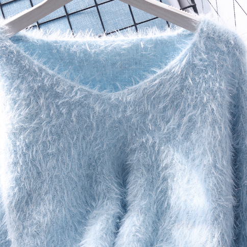Blue Short Pullover Sweet Soft Knitted Sweater YM2373