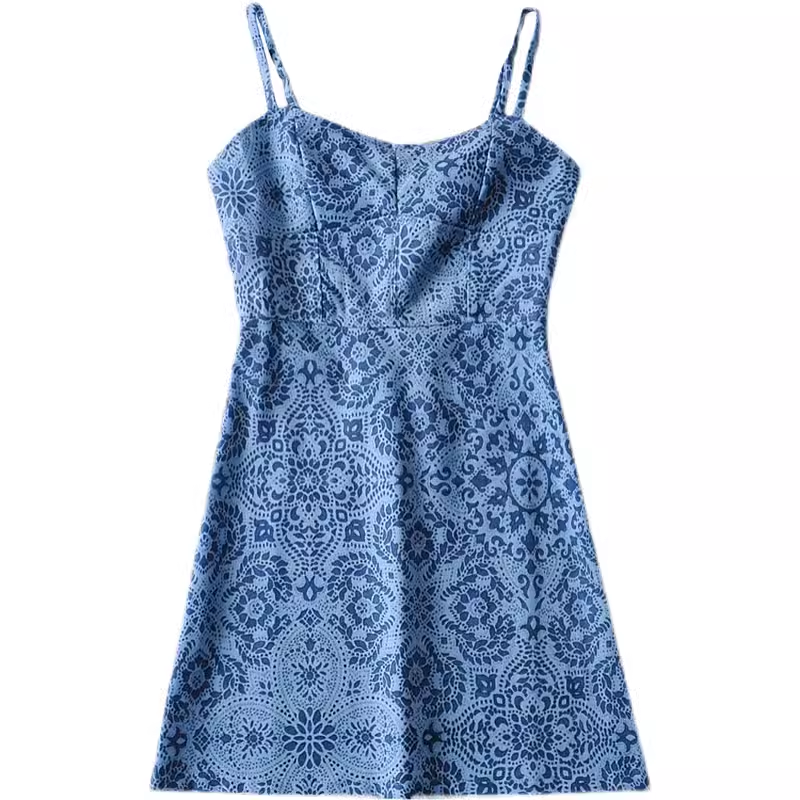 Blue Spaghetti Straps Mini Dress YM1346