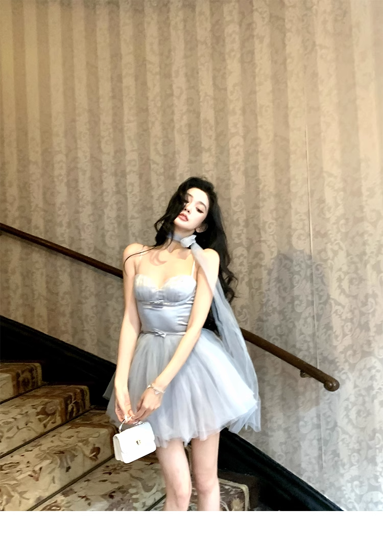 Simple Straps Tulle Princess Prom Dress Birthday Party Outfits YM1998