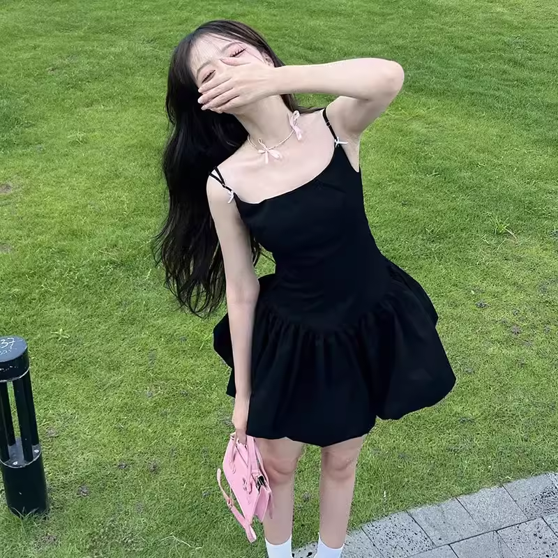 Black A-line Mini Dress YM1334