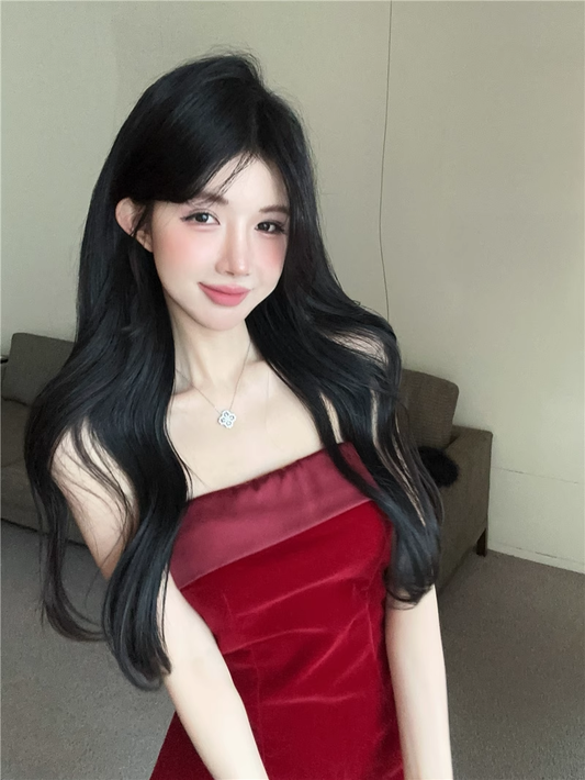 Beautiful Burgundy Velvet Strapless Cocktail Dress A-Line Mini Birthday Dress YM1835