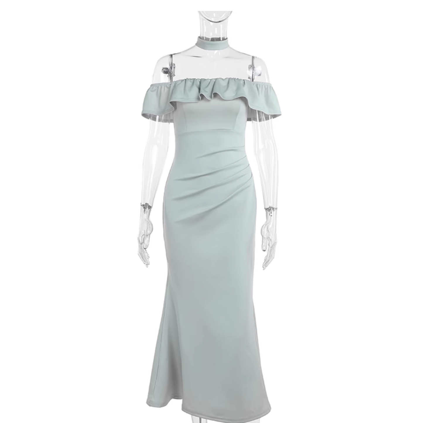 Elegant Off The Shoulder Black Mermaid Long Birthday Dress Vacation Dress YM2244