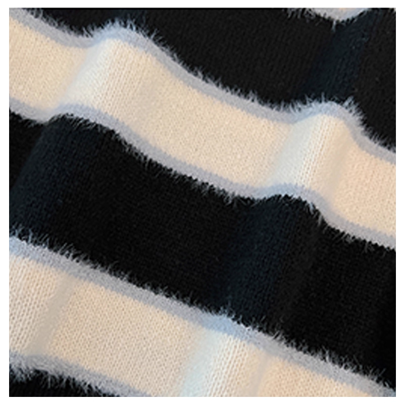 Black Striped Knitted Sweater For Women, Fashionable And Slim Casual Sweater For Early Autumn YM2302