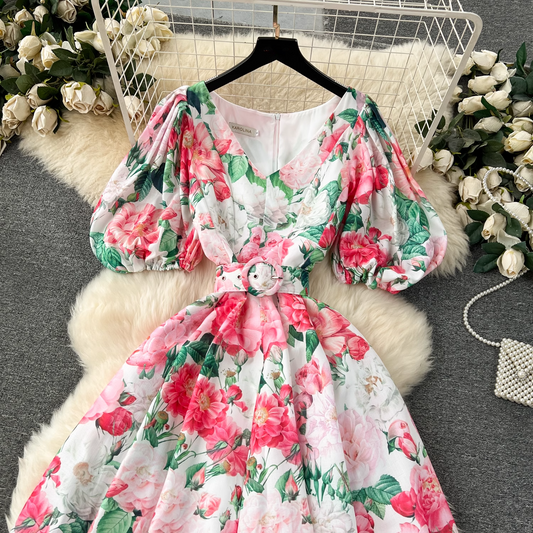 French court style puff sleeve dress YM1195