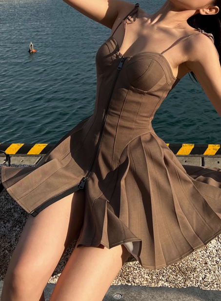 Sexy Straps Short Holiday Dress Vintage A Line Birthday Outfits YM2133