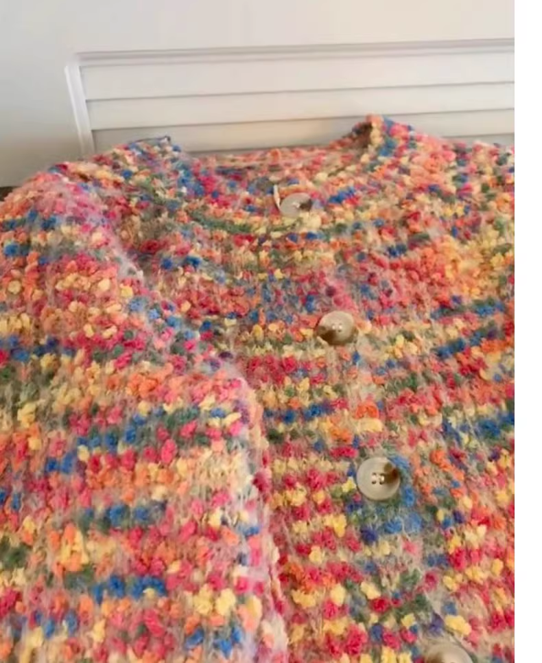 Rainbow pink knitted cardigan sweater jacket YM1910