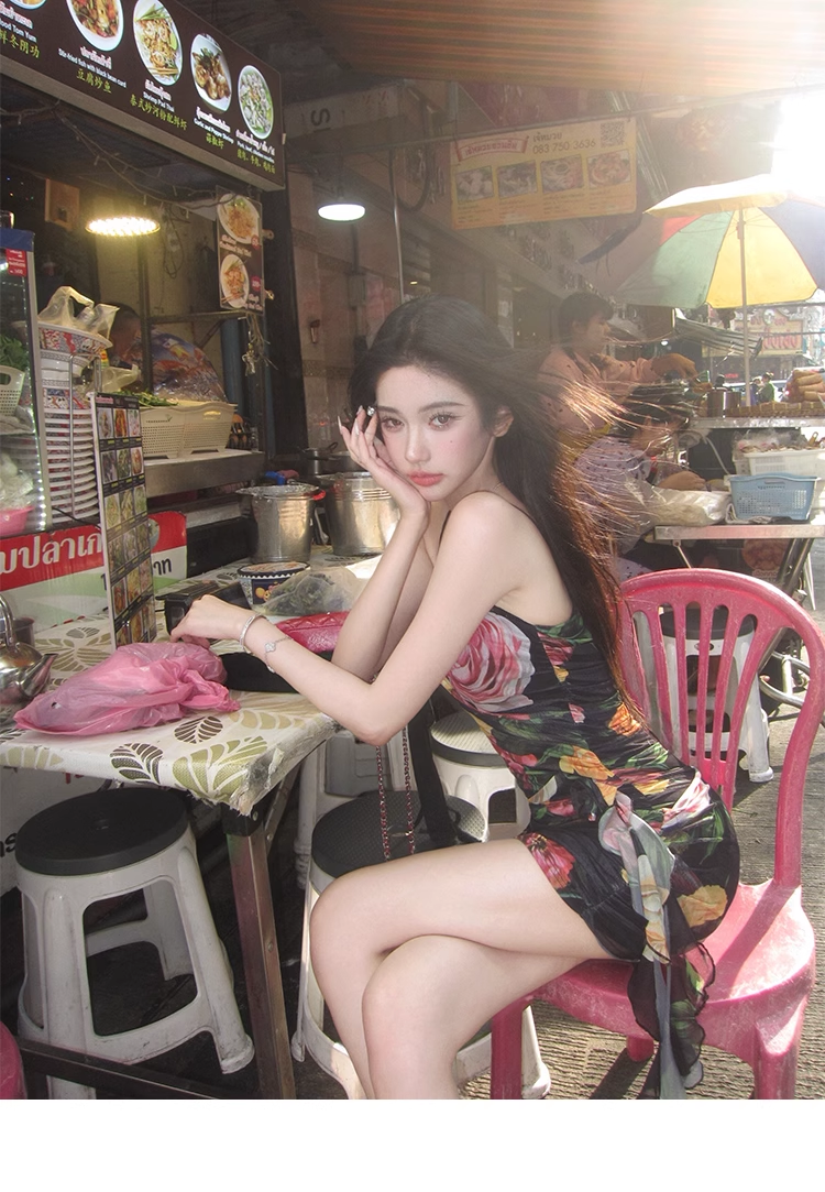 Pretty Straps Florals Party Dress Sexy Mini Cocktail Dress YM1984