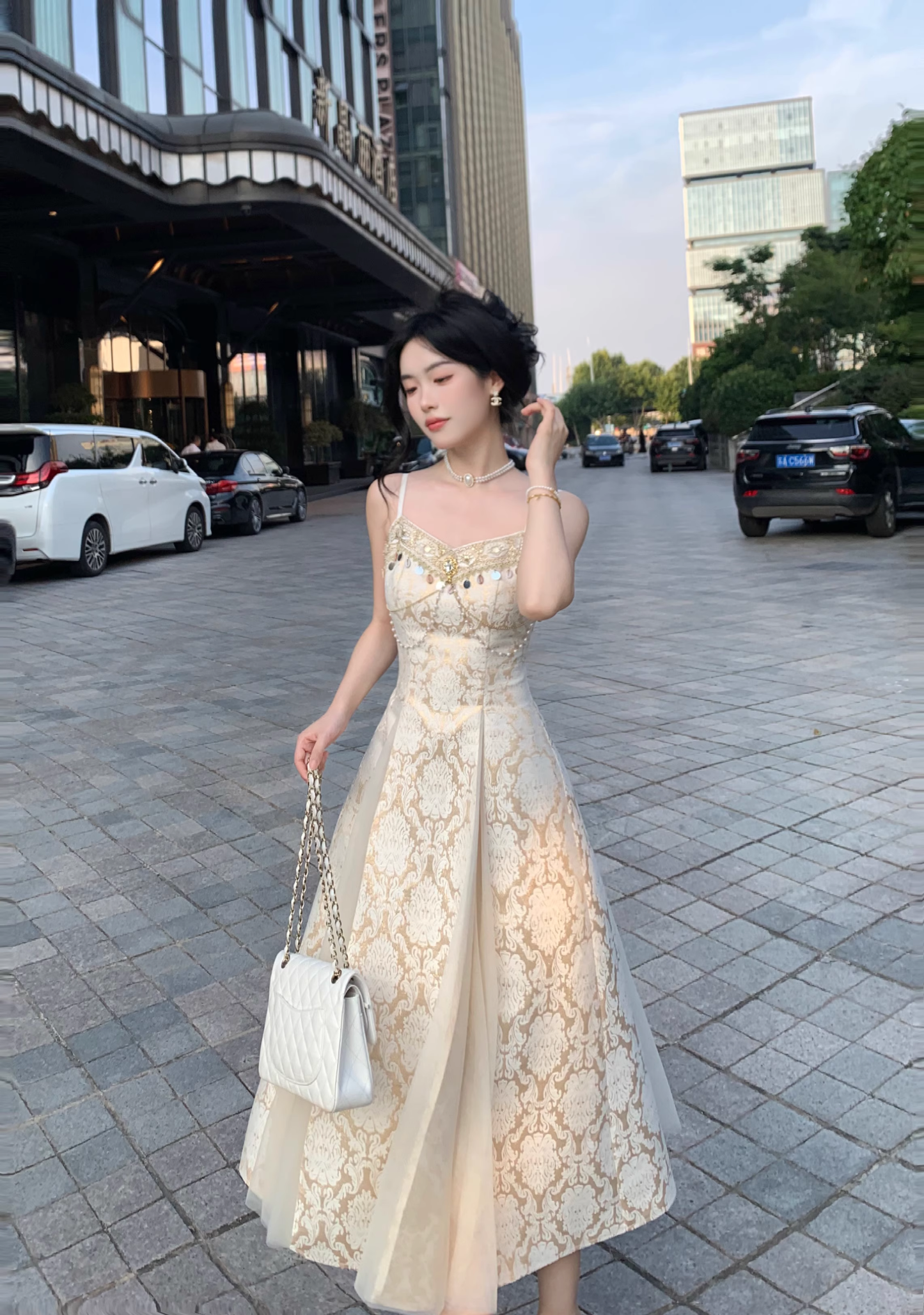 Palace Style Light Dress Sequin Jacquard Birthday Dress New Style YM2033