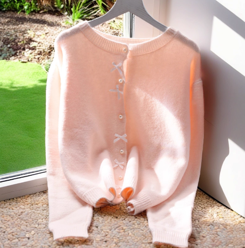 Sweet And Soft Sweater Jacket New Style Yellow Age-Reducing Outerwear Knitted Cardigan YM2375