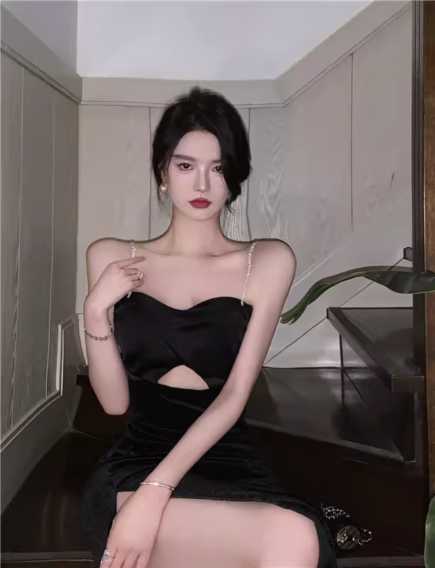 Sexy Black Backless Dress YM1487