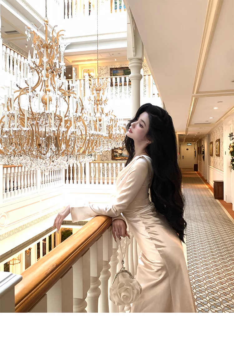 One Shoulder Long Sleeves Sexy Mermaid Evening Dress Party Dress YM1990