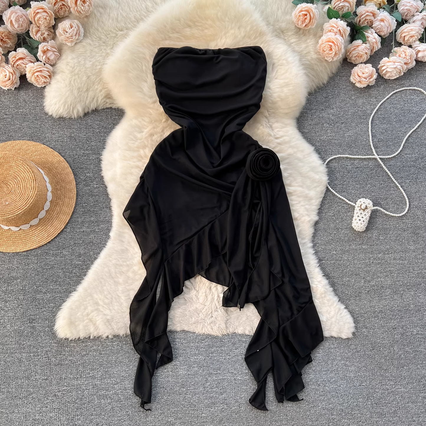 Irregular ruffle dress YM1216