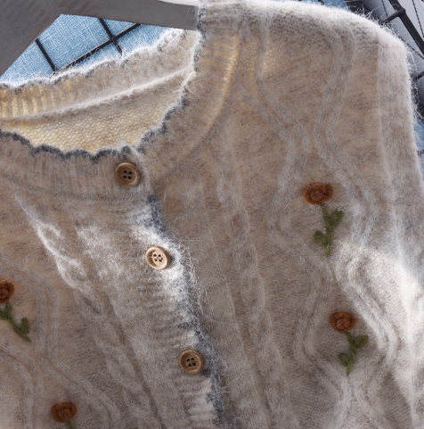 Floral Round Neck Knitted Vest Women's Sweet Waistcoat Top Sweater YM2352