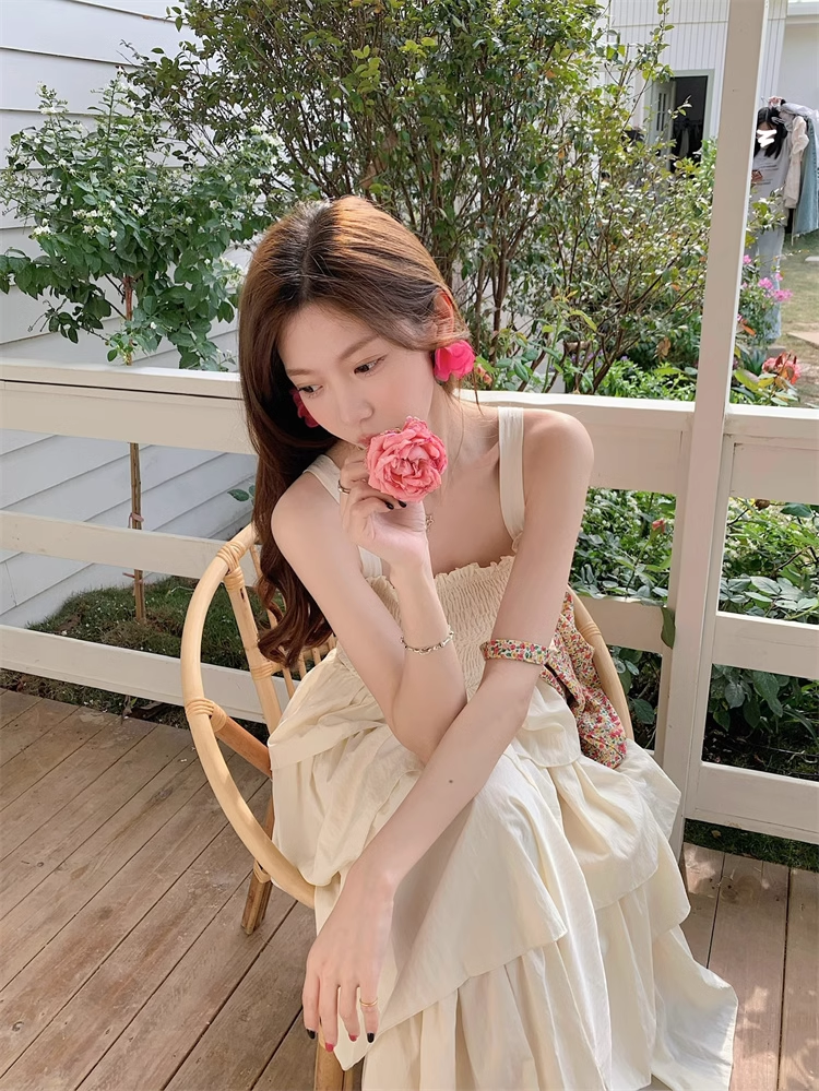New summer A-line tiered long dress YM1162
