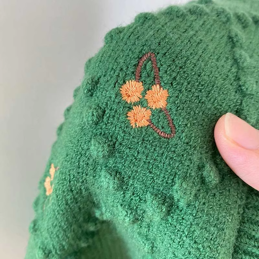 Knitted vest green flower embroidered sweater vest YM1908