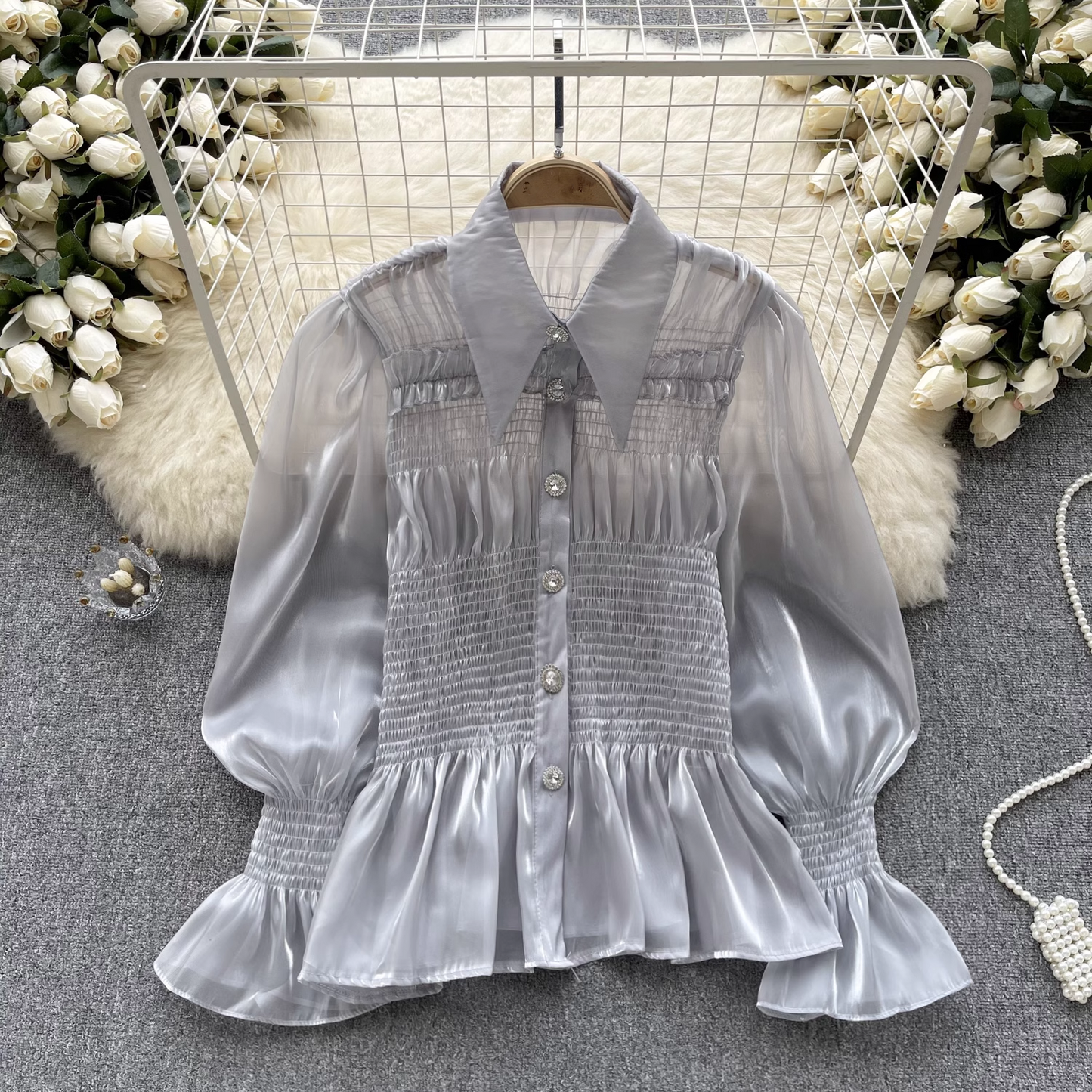 Women's ruffled puff sleeve blouses YM567