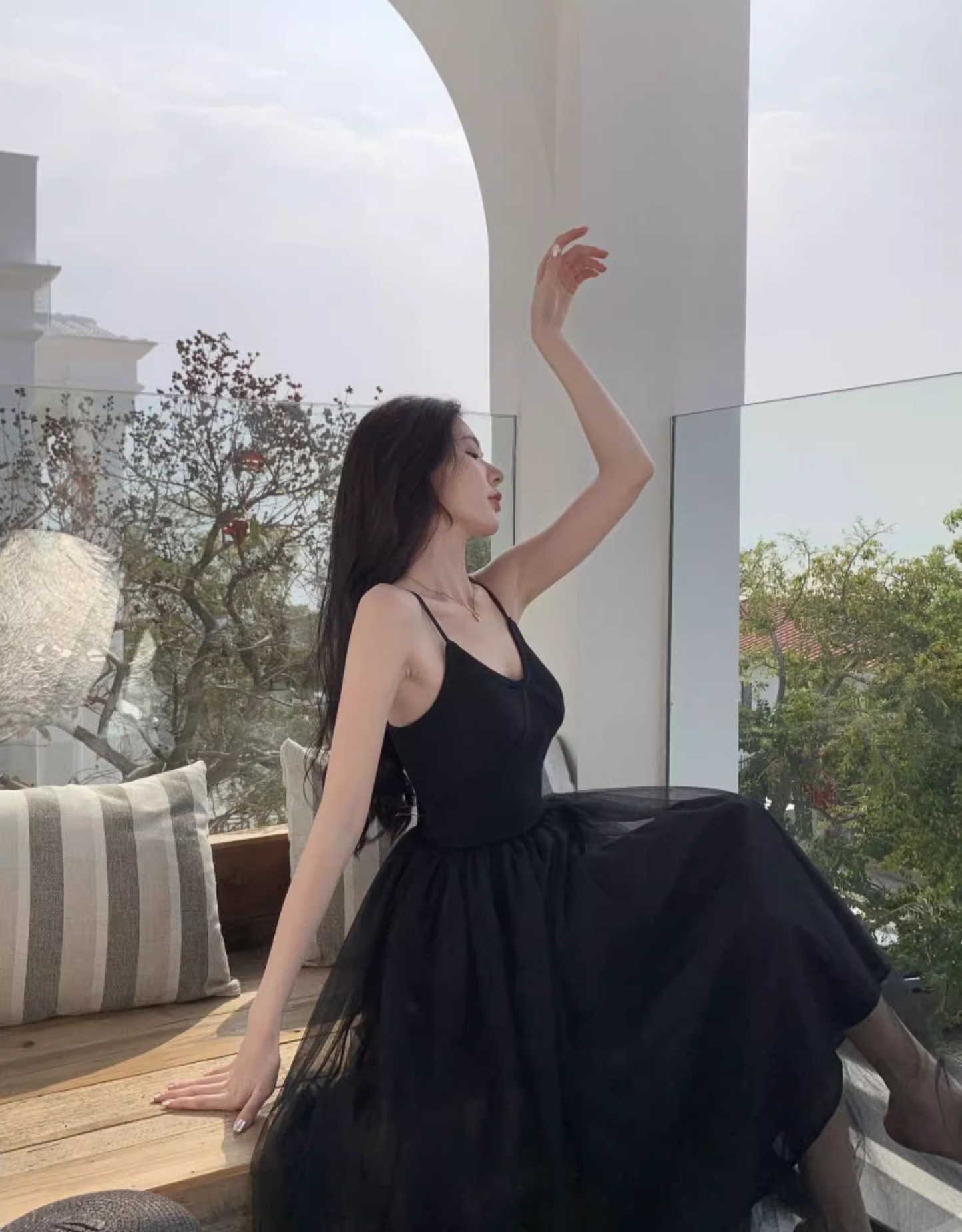 Black A-line Tulle Dress YM1258