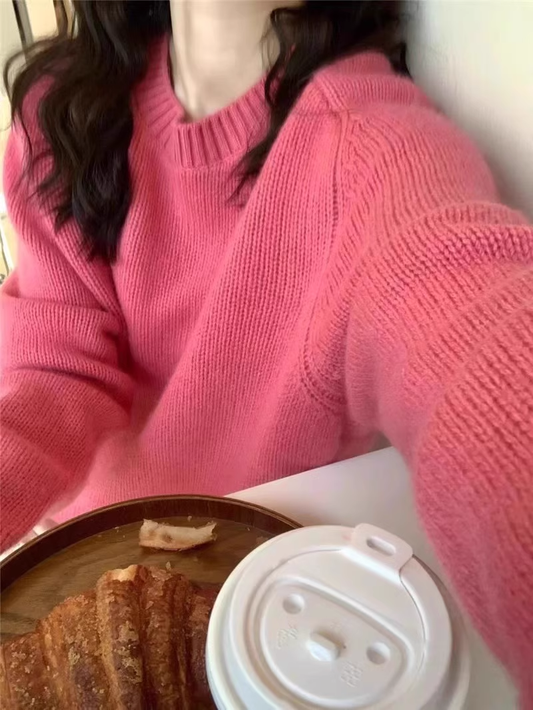 Gentle Pink Round Neck Sweater YM1863