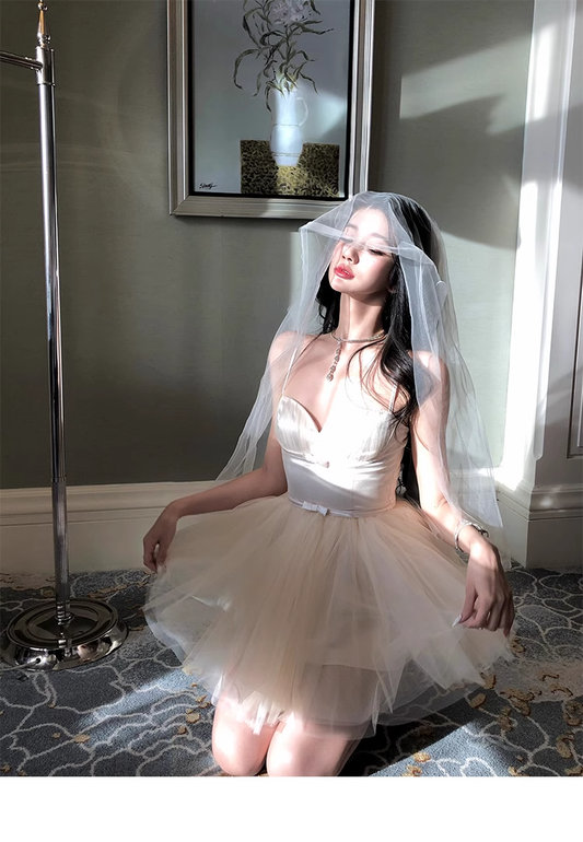 Simple Straps Tulle Princess Prom Dress Birthday Party Outfits YM1998