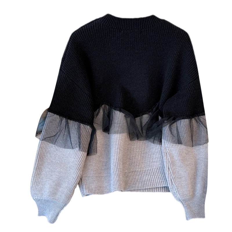 Autumn Black Splicing Knitted Sweater YM2298